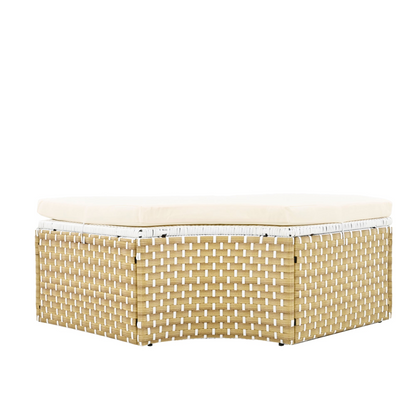 Patio Furntiure Sets | Patio Furniture Round Outdoor Sectional Sofa Set Rattan Daybed with Canopy, Beige | casafoyer.myshopify.com