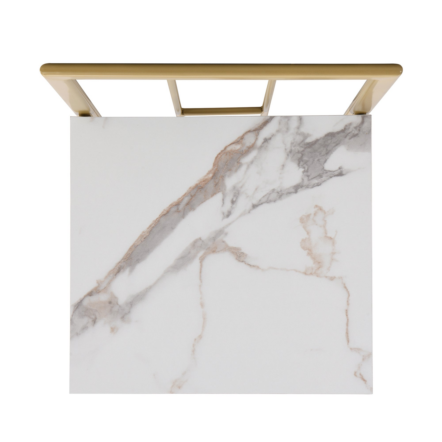 Dining Table | Modern 7-Piece Dining Table Set with Faux Marble Compact 55-Inch Kitchen Table Set for 6, Golden+White | casafoyer.myshopify.com