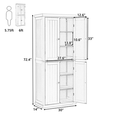 Sofa & Chair sets | Freestanding Tall Kitchen Pantry, 72.4inch Minimalist Kitchen Storage Cabinet Organizer with 4 Doors and Adjustable Shelves,Gray | casafoyer.myshopify.com