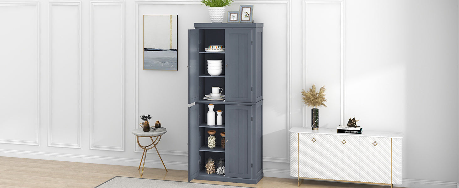 Sofa & Chair sets | Freestanding Tall Kitchen Pantry, 72.4inch Minimalist Kitchen Storage Cabinet Organizer with 4 Doors and Adjustable Shelves,Gray | casafoyer.myshopify.com