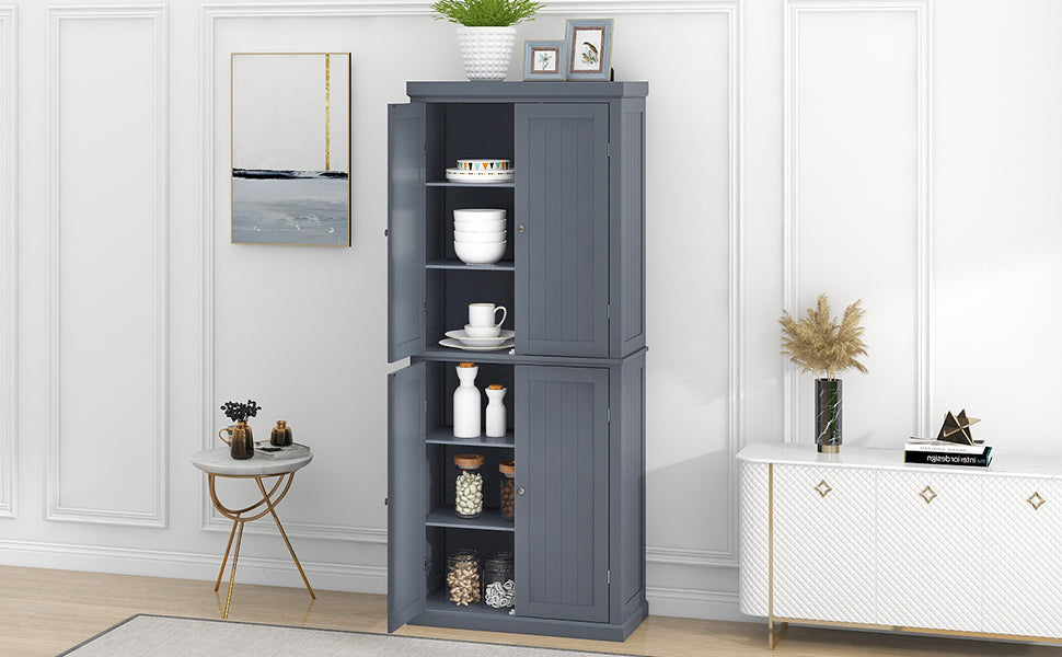 Sofa & Chair sets | Freestanding Tall Kitchen Pantry, 72.4inch Minimalist Kitchen Storage Cabinet Organizer with 4 Doors and Adjustable Shelves,Gray | casafoyer.myshopify.com