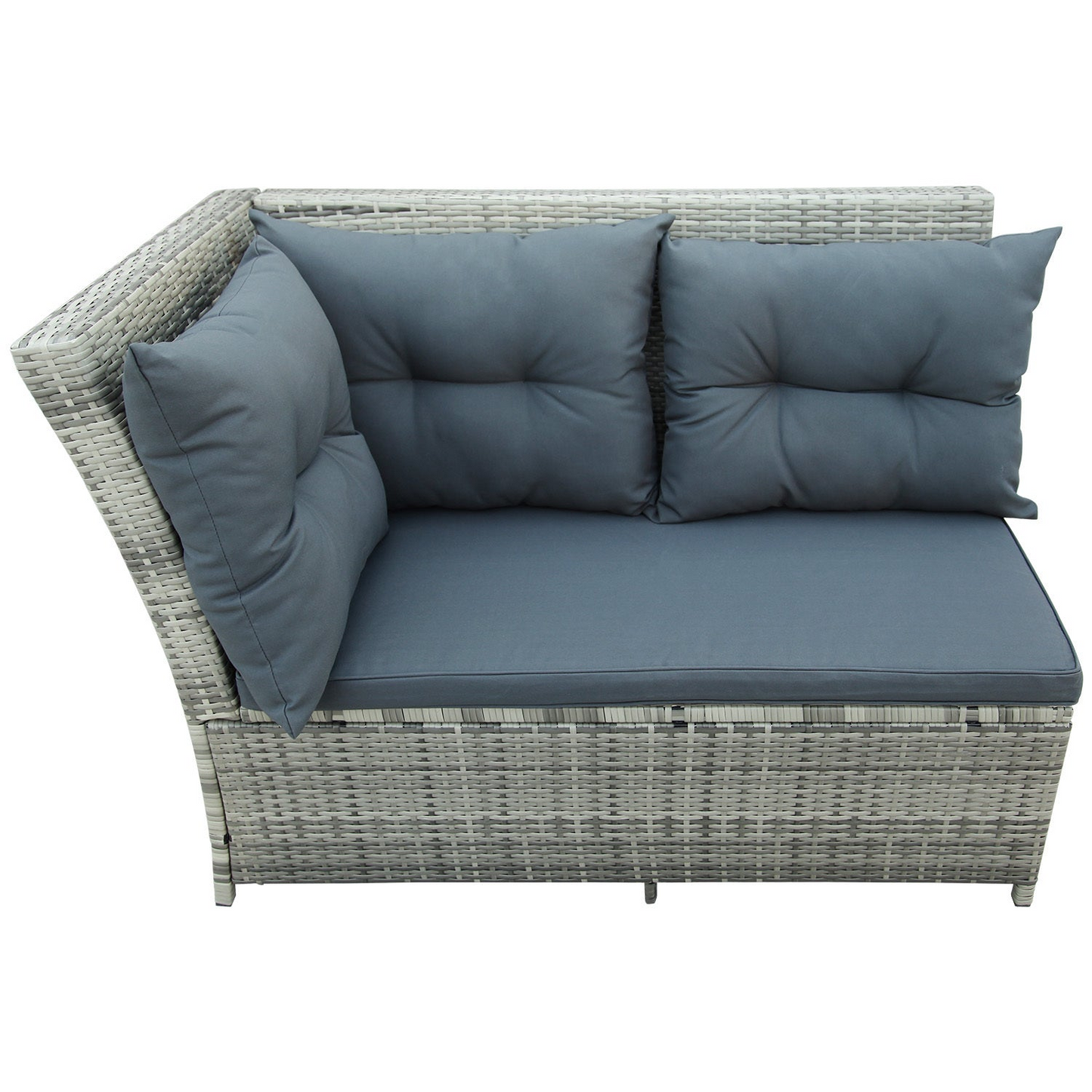 Patio Furntiure Sets | 6-Piece Patio Furniture Set Outdoor Sectional Sofa with Glass Table, Ottomans for Pool, Backyard, Lawn (Gray) | casafoyer.myshopify.com