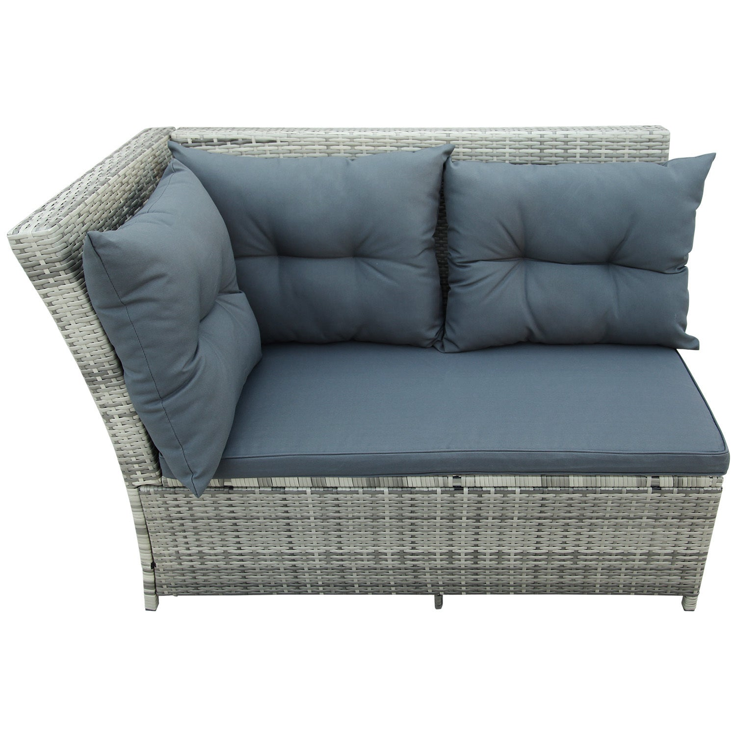 Patio Furntiure Sets | 6-Piece Patio Furniture Set Outdoor Sectional Sofa with Glass Table, Ottomans for Pool, Backyard, Lawn (Gray) | casafoyer.myshopify.com