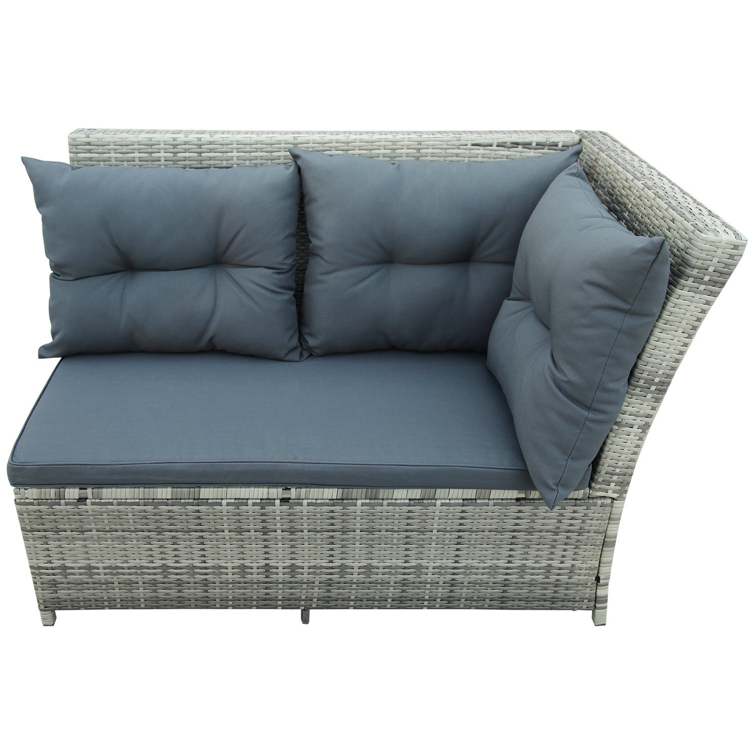 Patio Furntiure Sets | 6-Piece Patio Furniture Set Outdoor Sectional Sofa with Glass Table, Ottomans for Pool, Backyard, Lawn (Gray) | casafoyer.myshopify.com