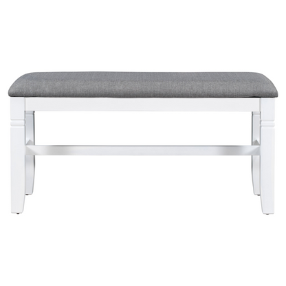 Dining Table | 6-Piece Wood Dining Table Set with Upholstered Bench and 4 Dining Chairs, Farmhouse Style, Gray+White - High-Quality, Rustic Design | casafoyer.myshopify.com