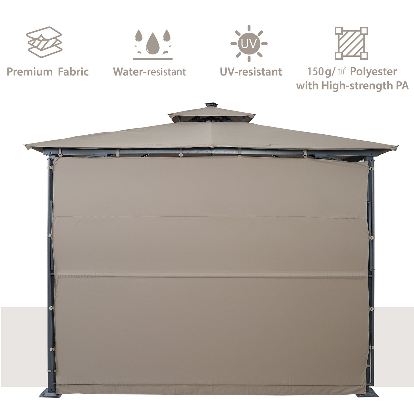 Patio Furntiure Sets | Patio Gazebo with Extended Side Shed/Awning and LED Light - Brown | Enhance Your Outdoor Space | casafoyer.myshopify.com