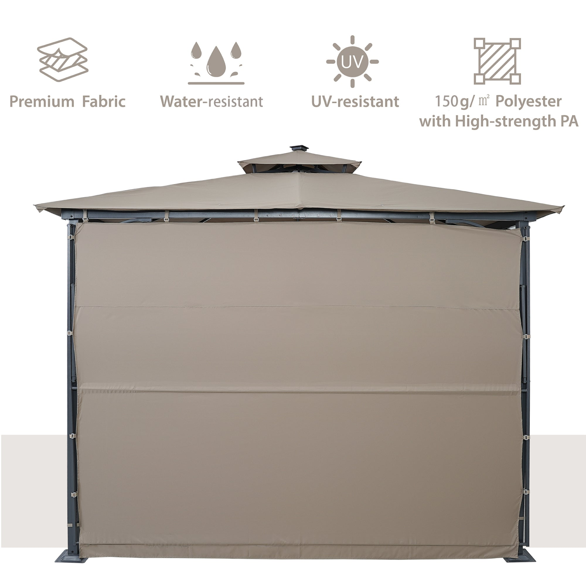 Patio Furntiure Sets | Patio Gazebo with Extended Side Shed/Awning and LED Light - Brown | Enhance Your Outdoor Space | casafoyer.myshopify.com