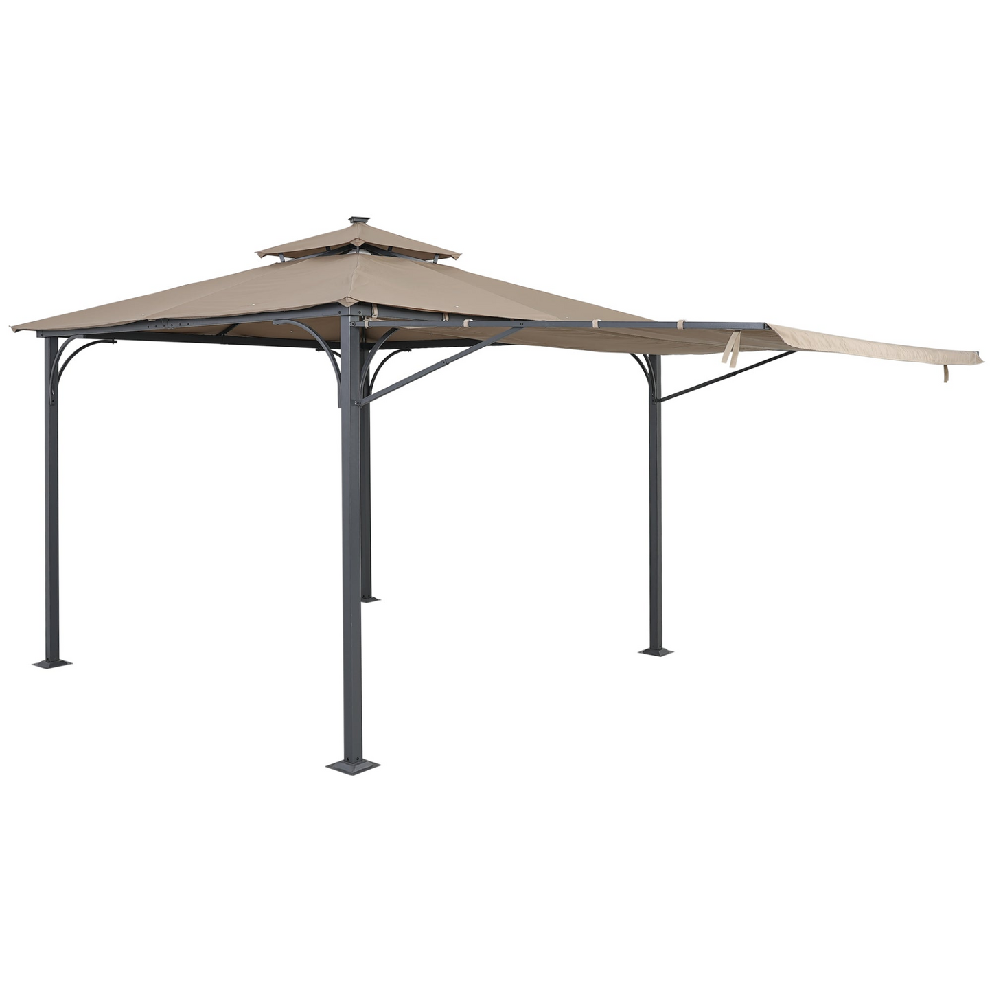 Patio Furntiure Sets | Patio Gazebo with Extended Side Shed/Awning and LED Light - Brown | Enhance Your Outdoor Space | casafoyer.myshopify.com