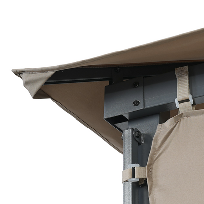 Patio Furntiure Sets | Patio Gazebo with Extended Side Shed/Awning and LED Light - Brown | Enhance Your Outdoor Space | casafoyer.myshopify.com