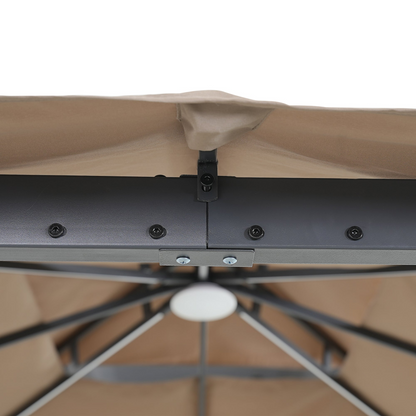 Patio Furntiure Sets | Patio Gazebo with Extended Side Shed/Awning and LED Light - Brown | Enhance Your Outdoor Space | casafoyer.myshopify.com