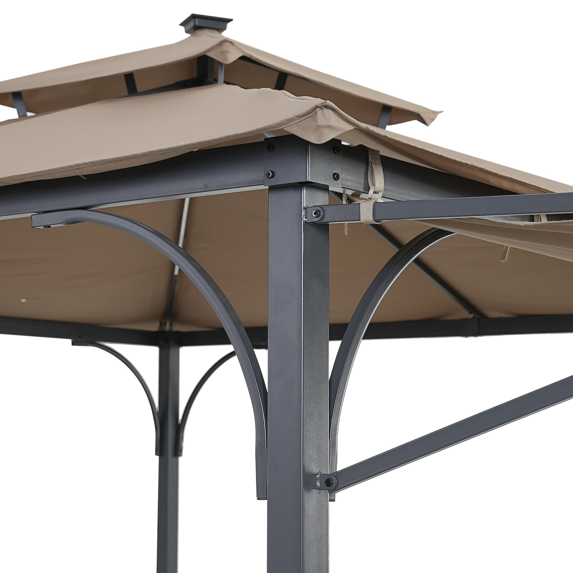 Patio Furntiure Sets | Patio Gazebo with Extended Side Shed/Awning and LED Light - Brown | Enhance Your Outdoor Space | casafoyer.myshopify.com