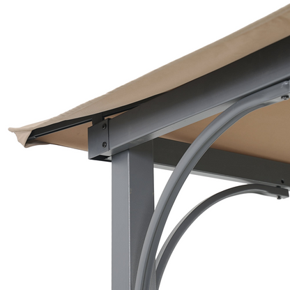 Patio Furntiure Sets | Patio Gazebo with Extended Side Shed/Awning and LED Light - Brown | Enhance Your Outdoor Space | casafoyer.myshopify.com