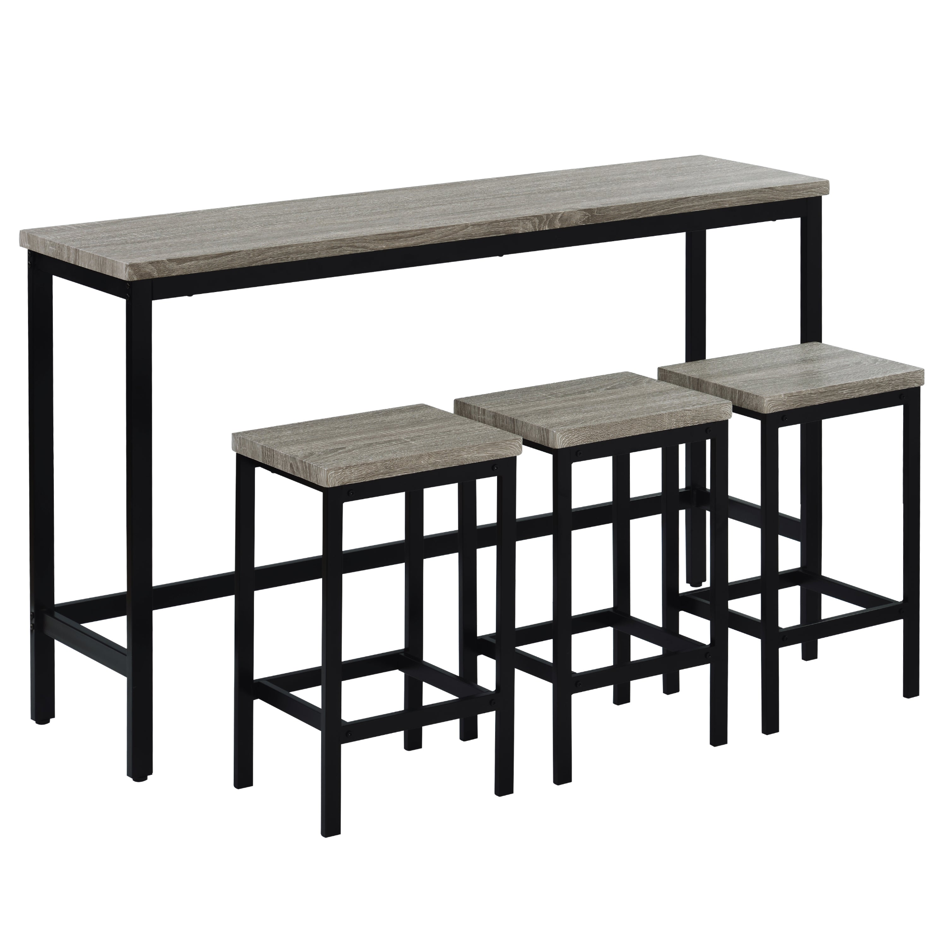 Dining Table | Counter Height Extra Long Dining Table Set with 3 Stools Pub Kitchen Set Side Table with Footrest, Gray | casafoyer.myshopify.com