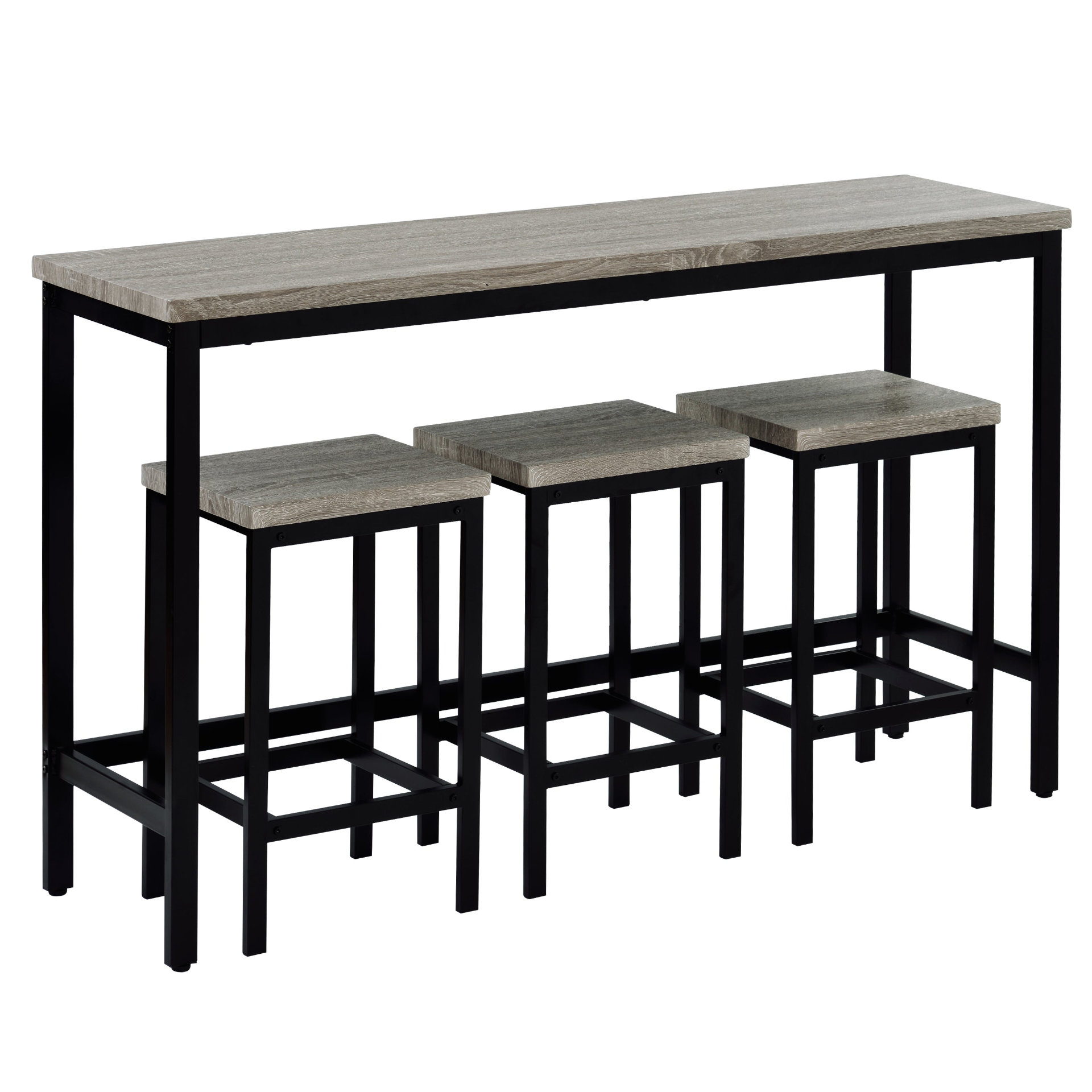 Dining Table | Counter Height Extra Long Dining Table Set with 3 Stools Pub Kitchen Set Side Table with Footrest, Gray | casafoyer.myshopify.com