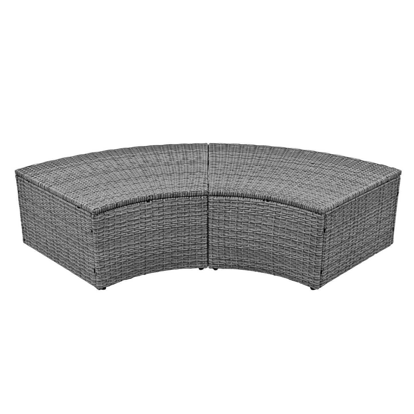 Patio Furntiure Sets | Patio 5-Piece Round Rattan Sectional Sofa Set All-Weather PE Wicker Sunbed Daybed with Round Liftable Table and Washable Cushions, Beige | casafoyer.myshopify.com