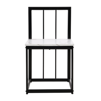 Dining Table | Modern 7-Piece Dining Table Set with Faux Marble Compact 55-Inch Kitchen Table Set for 6, Black+White | casafoyer.myshopify.com