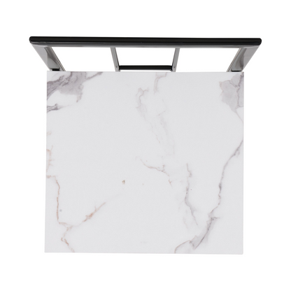 Dining Table | Modern 7-Piece Dining Table Set with Faux Marble Compact 55-Inch Kitchen Table Set for 6, Black+White | casafoyer.myshopify.com