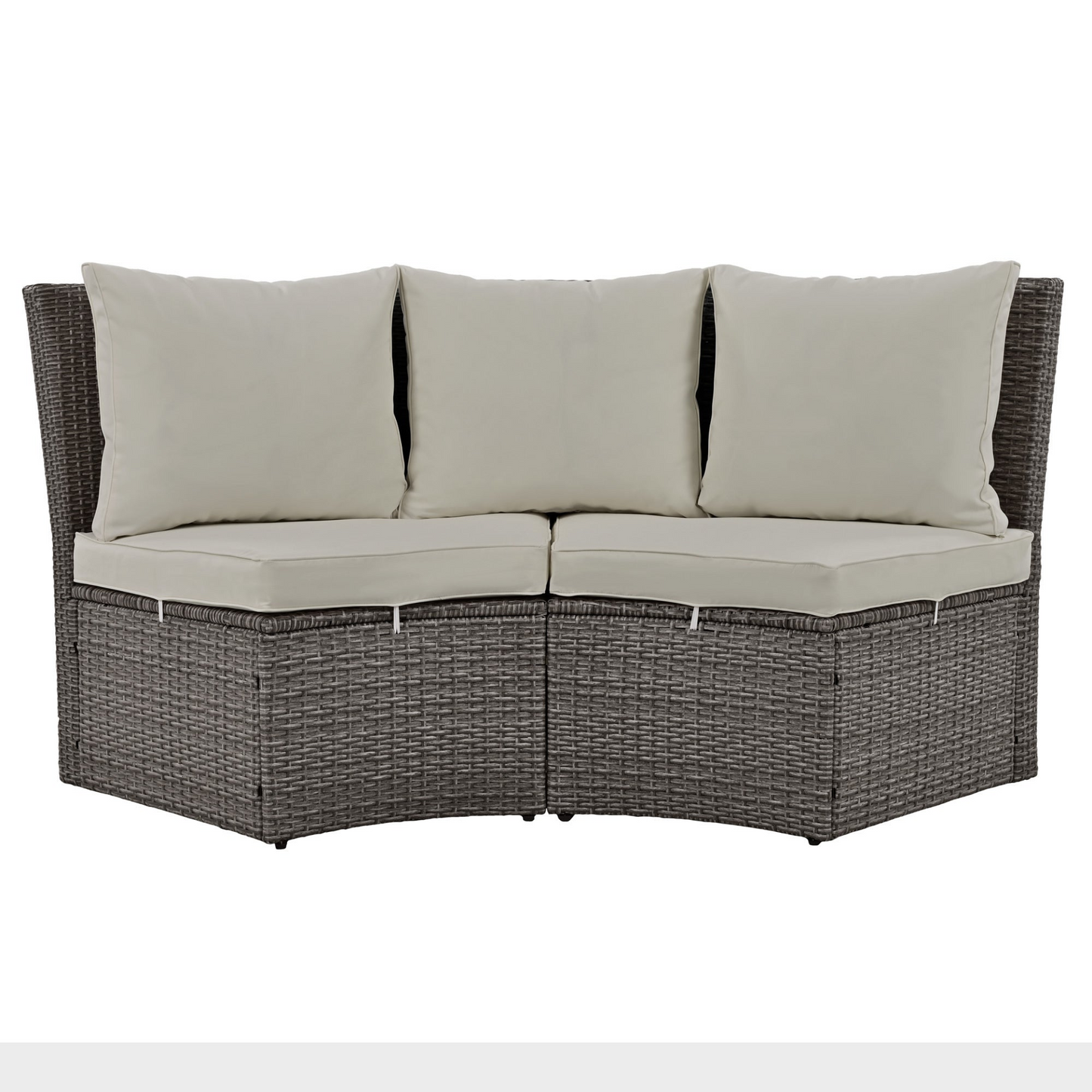 Patio Furntiure Sets | Patio 5-Piece Round Rattan Sectional Sofa Set All-Weather PE Wicker Sunbed Daybed with Round Liftable Table and Washable Cushions for Outdoor Backyard Poolside, Gray | casafoyer.myshopify.com