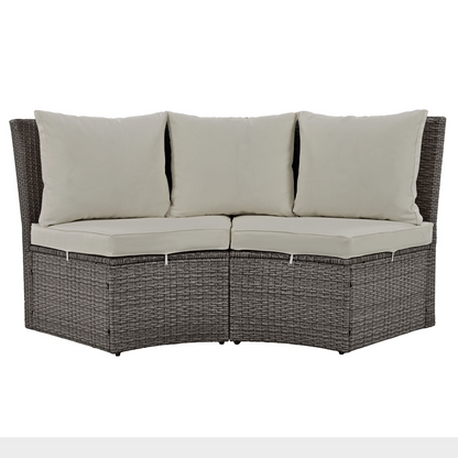 Patio Furntiure Sets | Patio 5-Piece Round Rattan Sectional Sofa Set All-Weather PE Wicker Sunbed Daybed with Round Liftable Table and Washable Cushions for Outdoor Backyard Poolside, Gray | casafoyer.myshopify.com