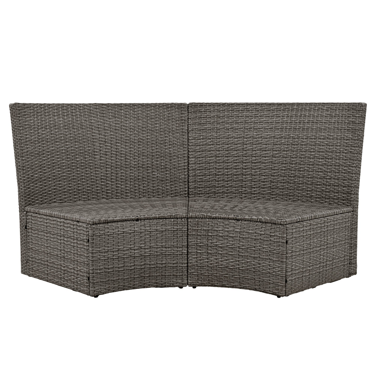 Patio Furntiure Sets | Patio 5-Piece Round Rattan Sectional Sofa Set All-Weather PE Wicker Sunbed Daybed with Round Liftable Table and Washable Cushions for Outdoor Backyard Poolside, Gray | casafoyer.myshopify.com