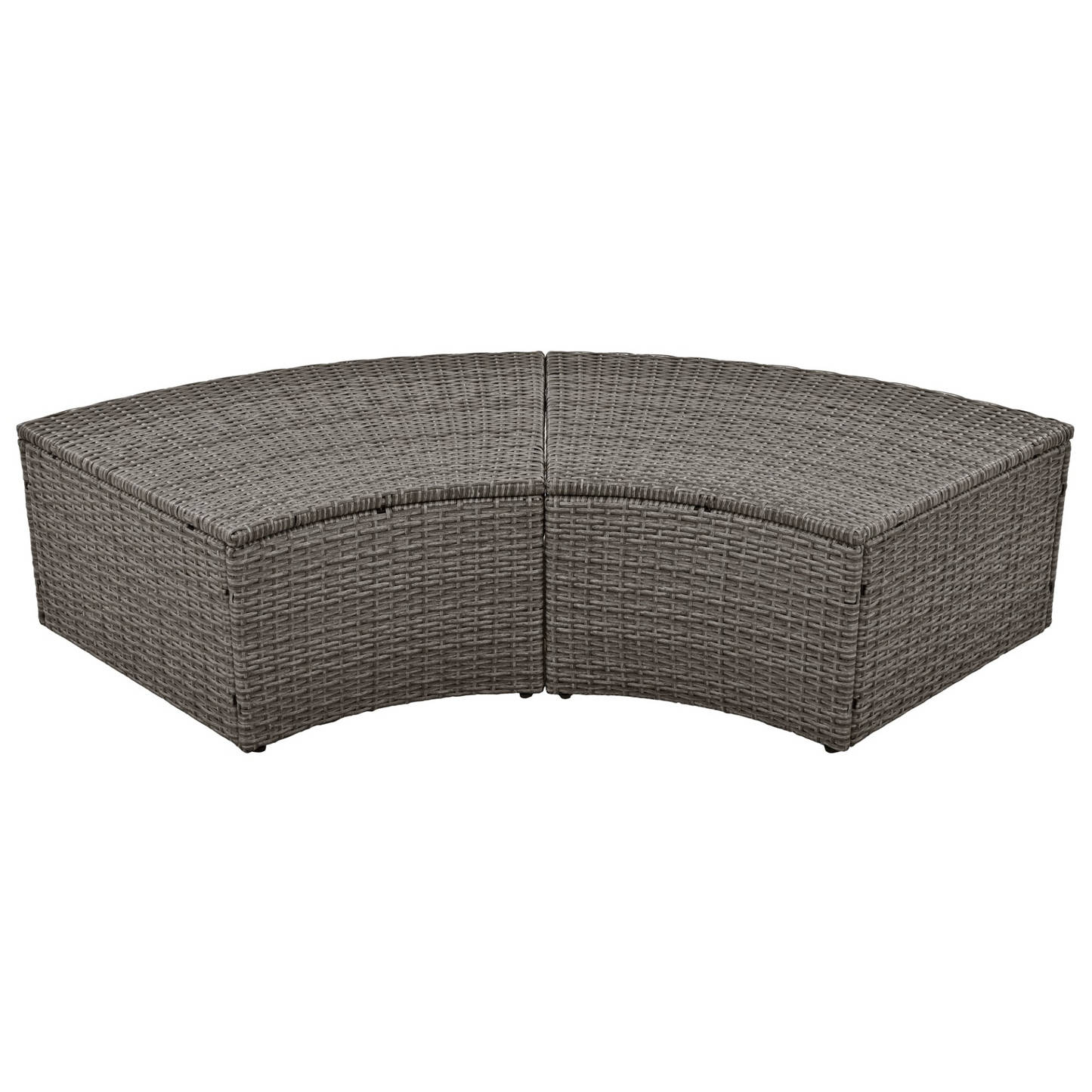 Patio Furntiure Sets | Patio 5-Piece Round Rattan Sectional Sofa Set All-Weather PE Wicker Sunbed Daybed with Round Liftable Table and Washable Cushions for Outdoor Backyard Poolside, Gray | casafoyer.myshopify.com