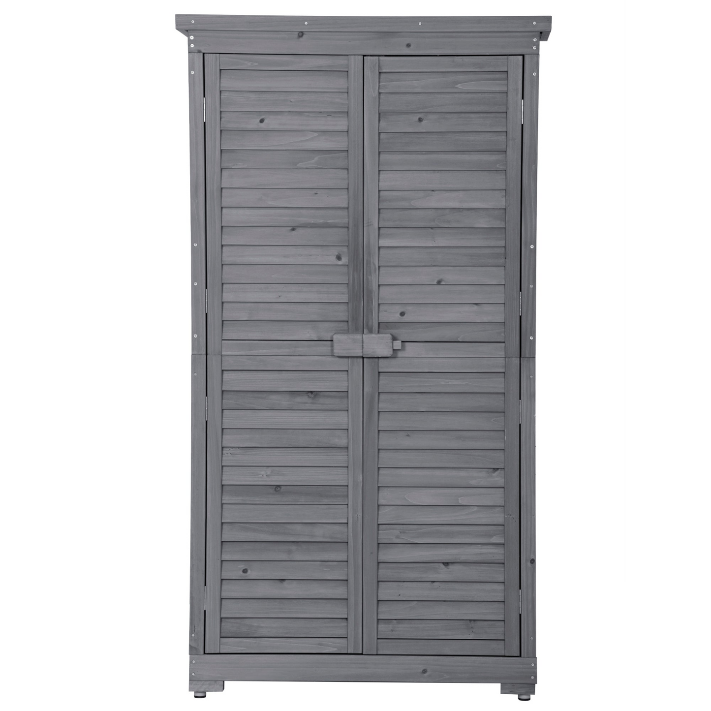 Patio Furntiure Sets | Wooden Garden Shed 3-tier Patio Storage Cabinet Outdoor Organizer Wooden Lockers with Fir Wood (Gray Wood Color -Shutter Design) | casafoyer.myshopify.com