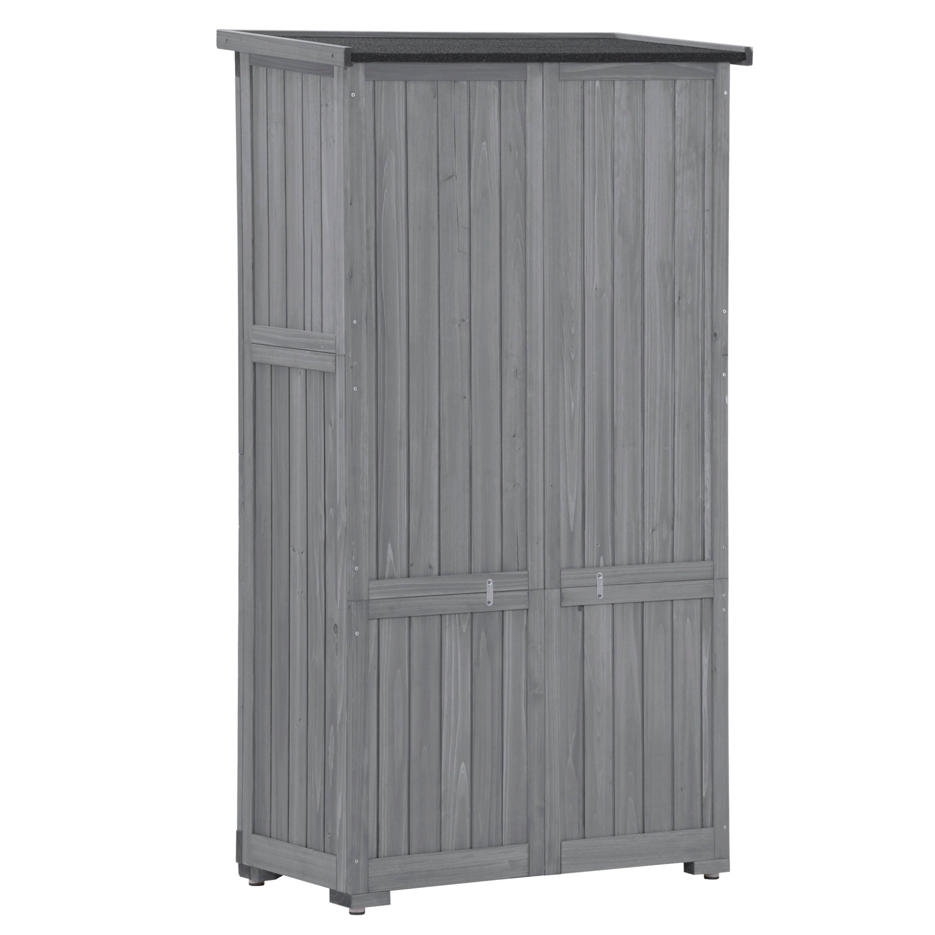 Patio Furntiure Sets | Wooden Garden Shed 3-tier Patio Storage Cabinet Outdoor Organizer Wooden Lockers with Fir Wood (Gray Wood Color -Shutter Design) | casafoyer.myshopify.com