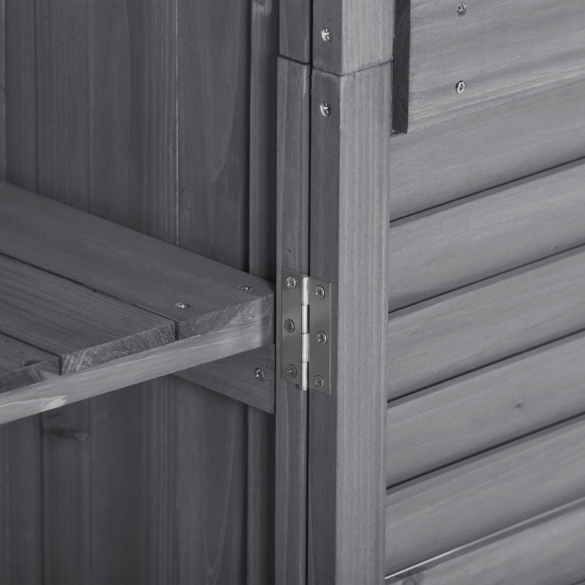 Patio Furntiure Sets | Wooden Garden Shed 3-tier Patio Storage Cabinet Outdoor Organizer Wooden Lockers with Fir Wood (Gray Wood Color -Shutter Design) | casafoyer.myshopify.com