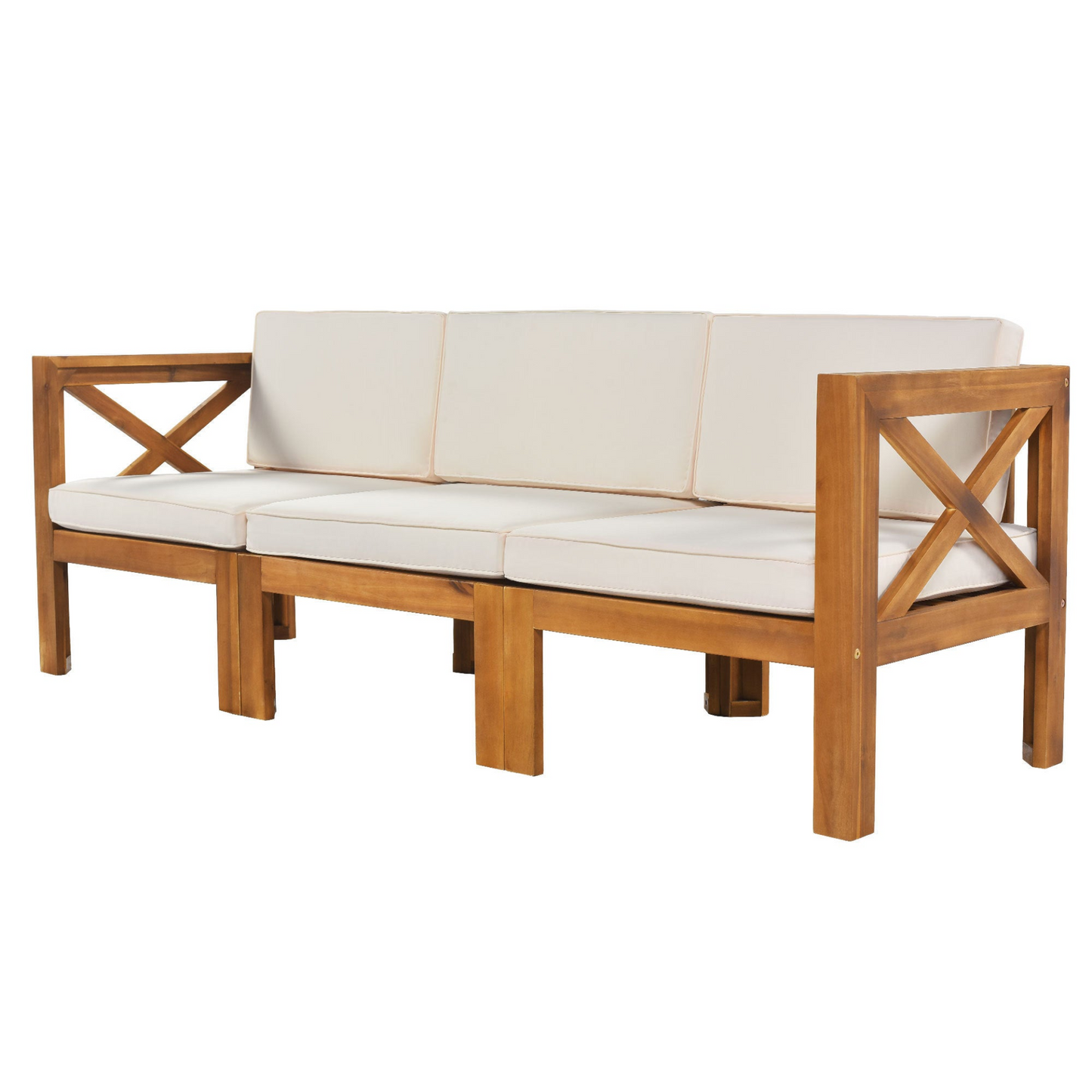 Patio Furntiure Sets | Outdoor Backyard Patio Wood 5-Piece Sectional Sofa Seating Group Set with Cushions, Natural Finish+ Beige Cushions | casafoyer.myshopify.com