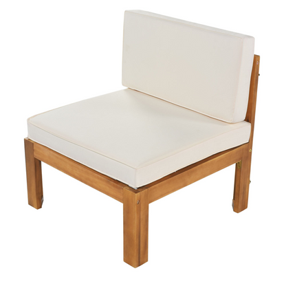 Patio Furntiure Sets | Outdoor Backyard Patio Wood 5-Piece Sectional Sofa Seating Group Set with Cushions, Natural Finish+ Beige Cushions | casafoyer.myshopify.com