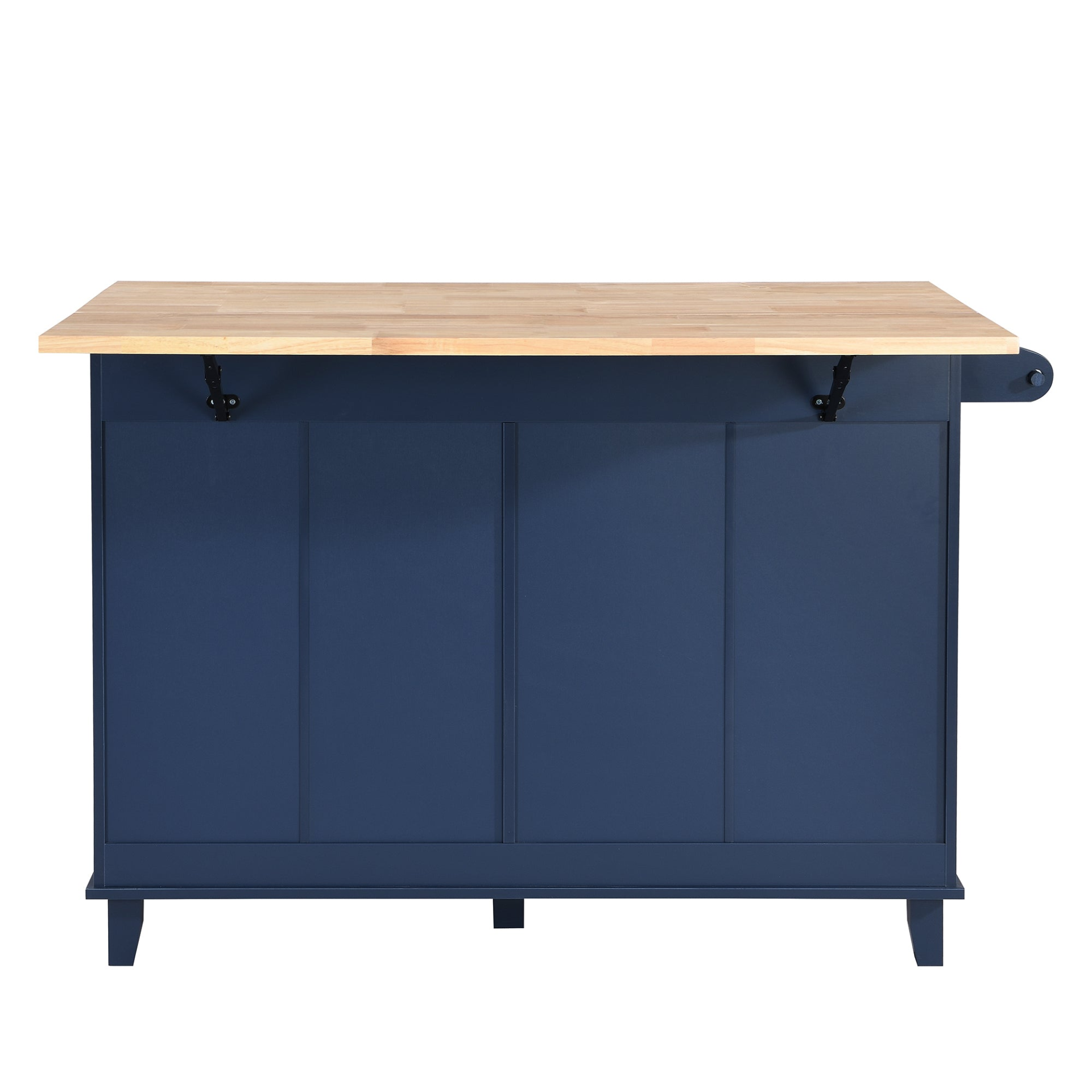 Dining Table | Farmhouse Kitchen Island Set with Drop Leaf and 2 Seatings, Dining Table Set with Storage Cabinet, Drawers and Towel Rack, Blue+Black+Brown | casafoyer.myshopify.com