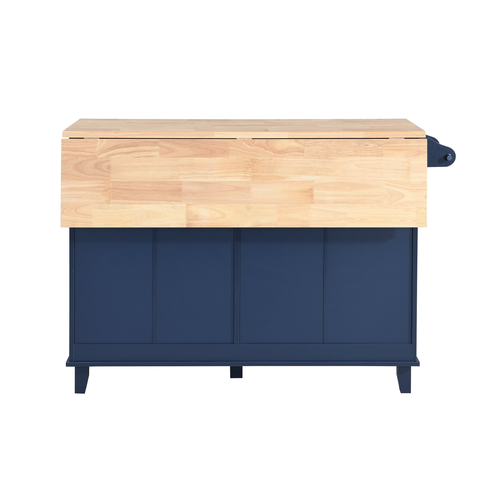 Dining Table | Farmhouse Kitchen Island Set with Drop Leaf and 2 Seatings, Dining Table Set with Storage Cabinet, Drawers and Towel Rack, Blue+Black+Brown | casafoyer.myshopify.com