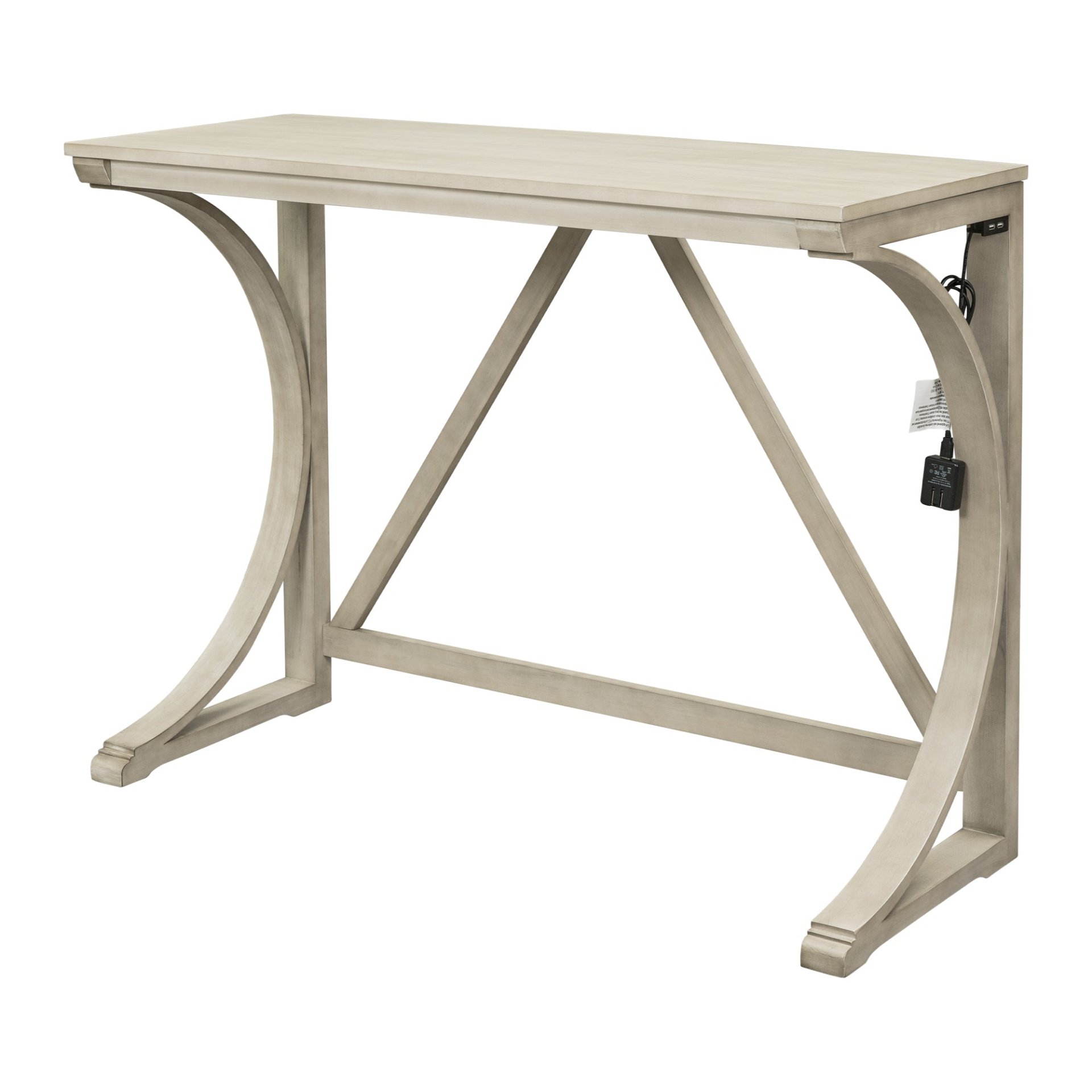 Dining Table | Farmhouse 3-Piece Counter Height Dining Table Set with USB Port and Upholstered Stools,Cream | casafoyer.myshopify.com