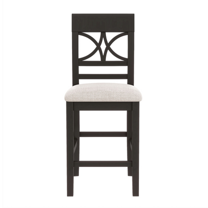 Dining Table | 6-Piece Wood Counter Height Dining Table Set with Storage Shelf, Kitchen Table Set with Bench and 4 Chairs,Rustic Style,Espresso+Beige Cushion | casafoyer.myshopify.com