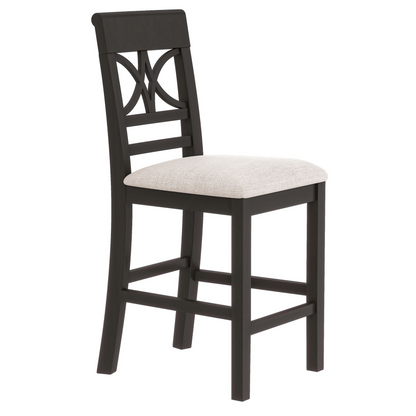 Dining Table | 6-Piece Wood Counter Height Dining Table Set with Storage Shelf, Kitchen Table Set with Bench and 4 Chairs,Rustic Style,Espresso+Beige Cushion | casafoyer.myshopify.com