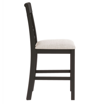 Dining Table | 6-Piece Wood Counter Height Dining Table Set with Storage Shelf, Kitchen Table Set with Bench and 4 Chairs,Rustic Style,Espresso+Beige Cushion | casafoyer.myshopify.com