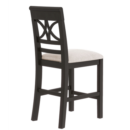 Dining Table | 6-Piece Wood Counter Height Dining Table Set with Storage Shelf, Kitchen Table Set with Bench and 4 Chairs,Rustic Style,Espresso+Beige Cushion | casafoyer.myshopify.com