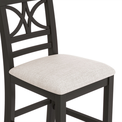 Dining Table | 6-Piece Wood Counter Height Dining Table Set with Storage Shelf, Kitchen Table Set with Bench and 4 Chairs,Rustic Style,Espresso+Beige Cushion | casafoyer.myshopify.com