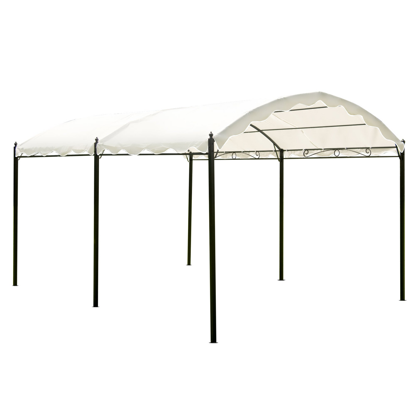 Patio Furntiure Sets | Outdoor Patio 13ft.Lx10ft.W Iron Carport Shelter Garage Tent, Garden Storage Shed with Anchor Kit, White | casafoyer.myshopify.com