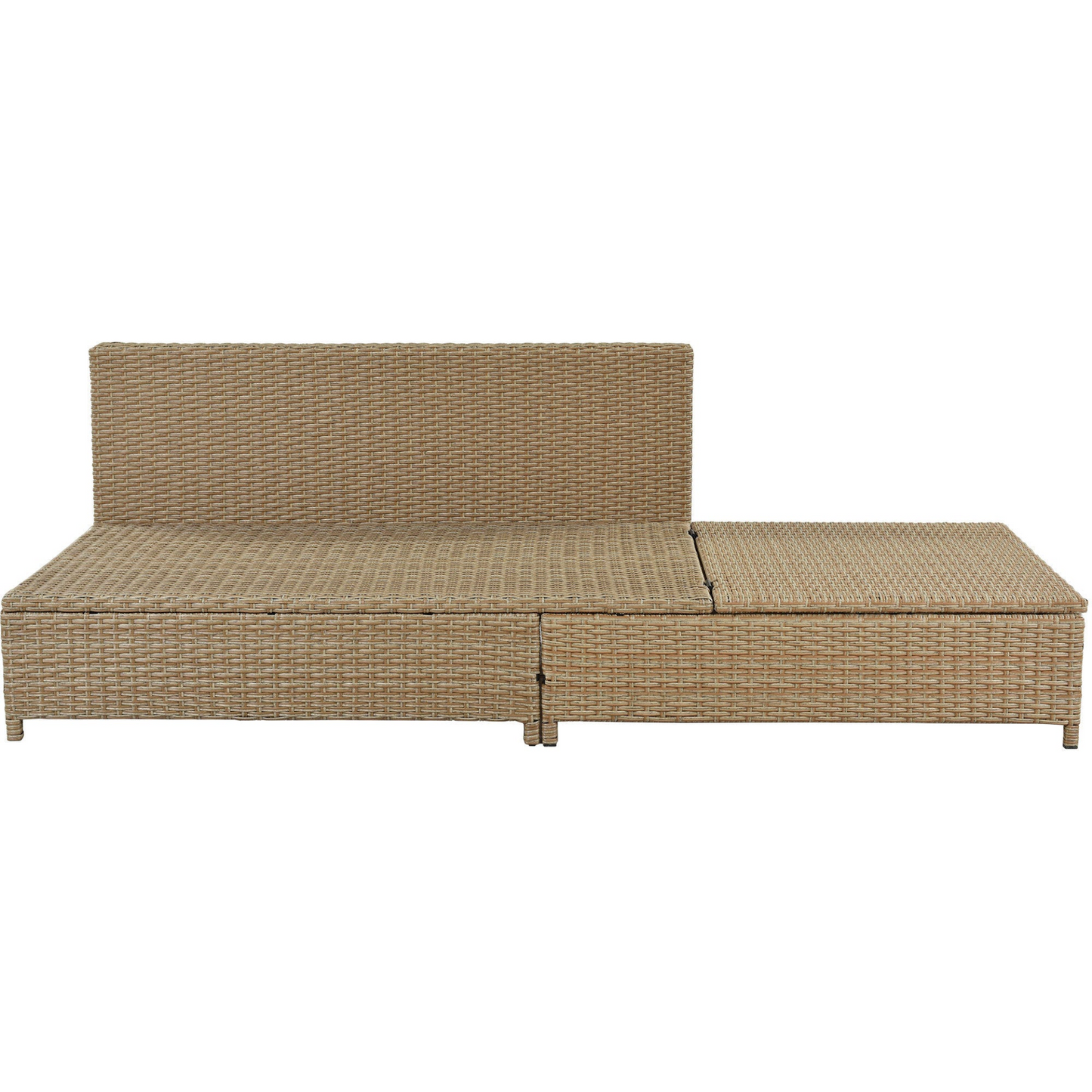 Sofa & Chair sets | Patio 3-Piece Rattan Sofa Set All Weather PE Wicker Sectional Set with Adjustable Chaise Lounge Frame and Tempered Glass Table, Natural Brown+ Beige Cushion | casafoyer.myshopify.com