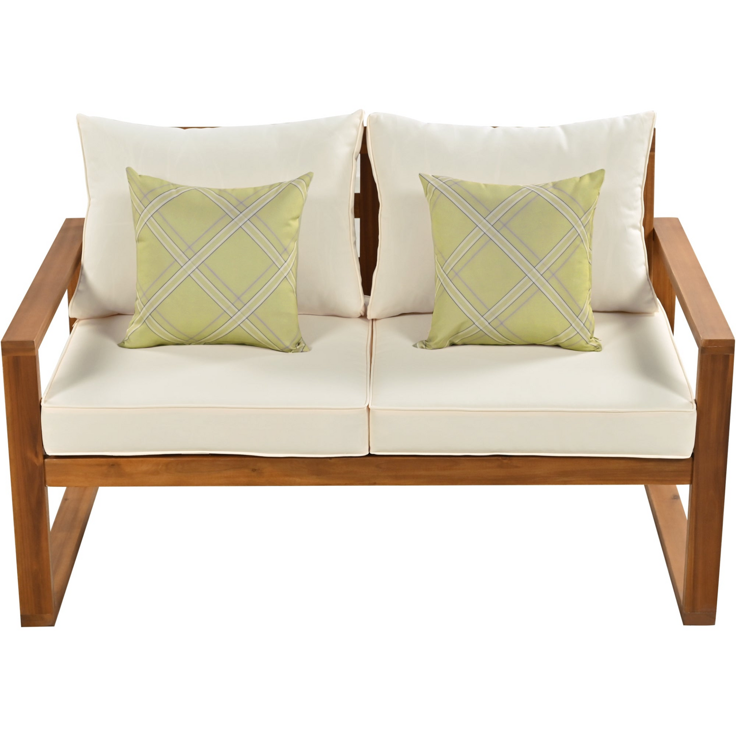 Patio Furntiure Sets | Outdoor Patio Wood 6-Piece Conversation Set, Sectional Garden Seating Groups Chat Set with Ottomans and Cushions for Backyard, Poolside, Balcony, Beige | casafoyer.myshopify.com