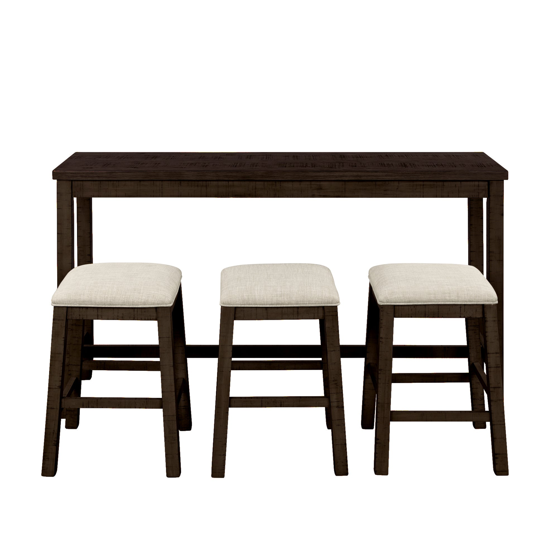 Dining Table | 4 Pieces Counter Height Table with Fabric Padded Stools, Rustic Bar Dining Set with Socket, Brown | casafoyer.myshopify.com