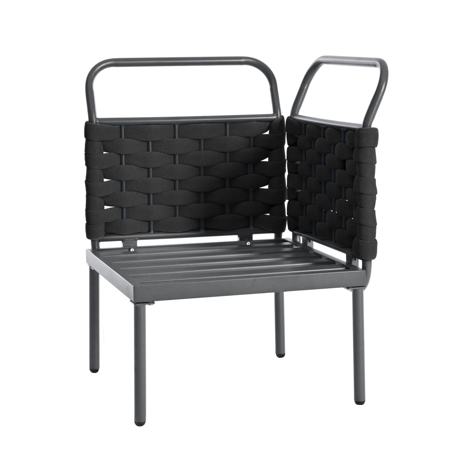 Patio Furntiure Sets | 5-Piece Modern Patio Sectional Sofa Set Outdoor Woven Rope Furniture Set with Glass Table and Cushions, Black+Gray | casafoyer.myshopify.com