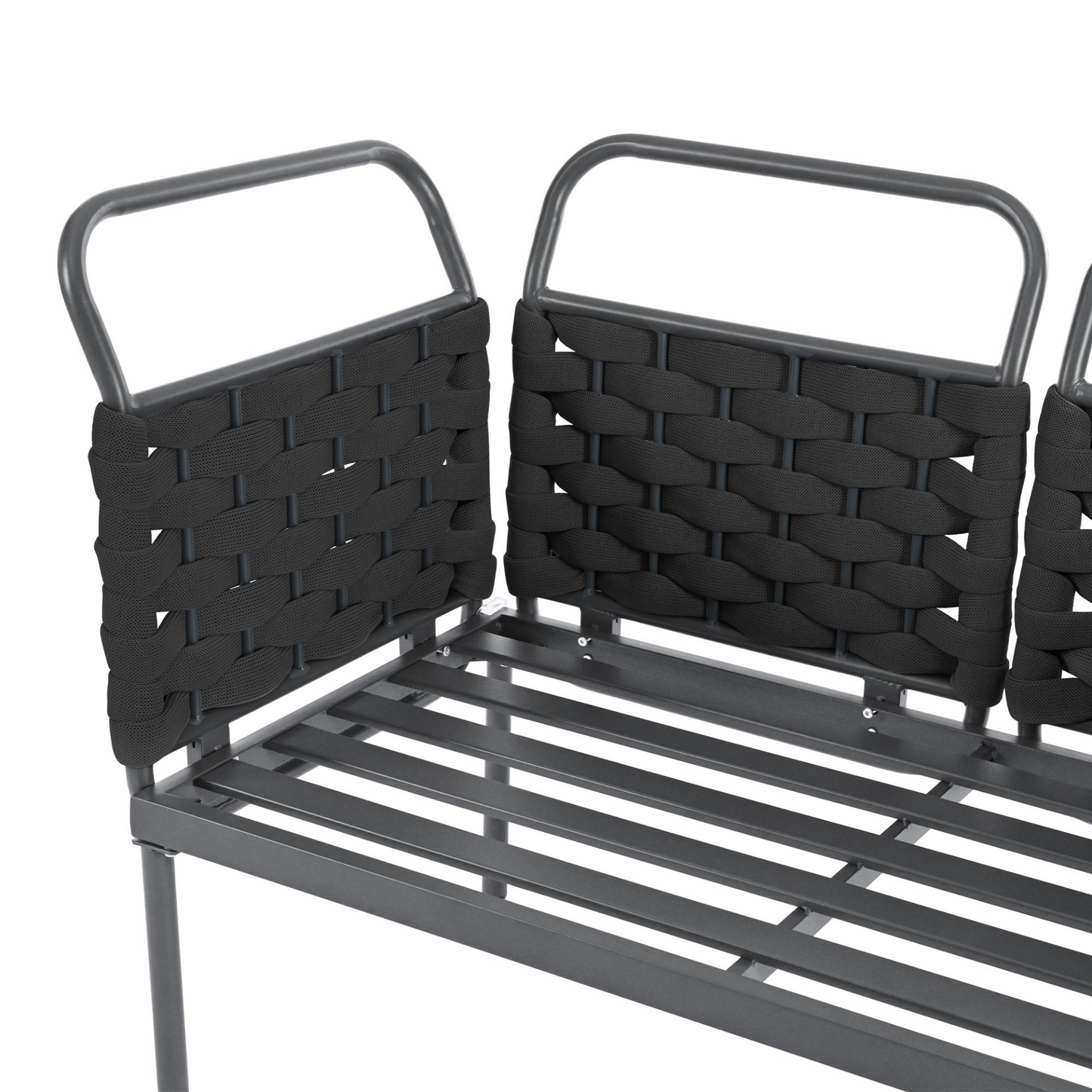 Patio Furntiure Sets | 5-Piece Modern Patio Sectional Sofa Set Outdoor Woven Rope Furniture Set with Glass Table and Cushions, Black+Gray | casafoyer.myshopify.com