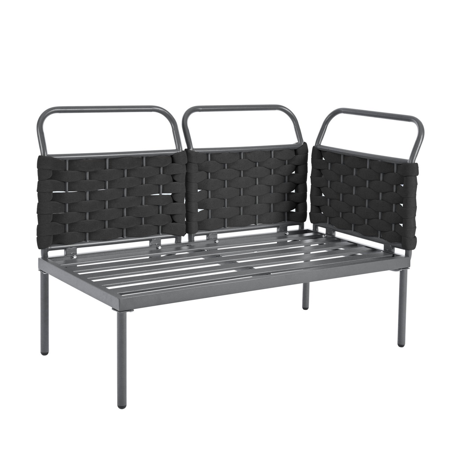 Patio Furntiure Sets | 5-Piece Modern Patio Sectional Sofa Set Outdoor Woven Rope Furniture Set with Glass Table and Cushions, Black+Gray | casafoyer.myshopify.com