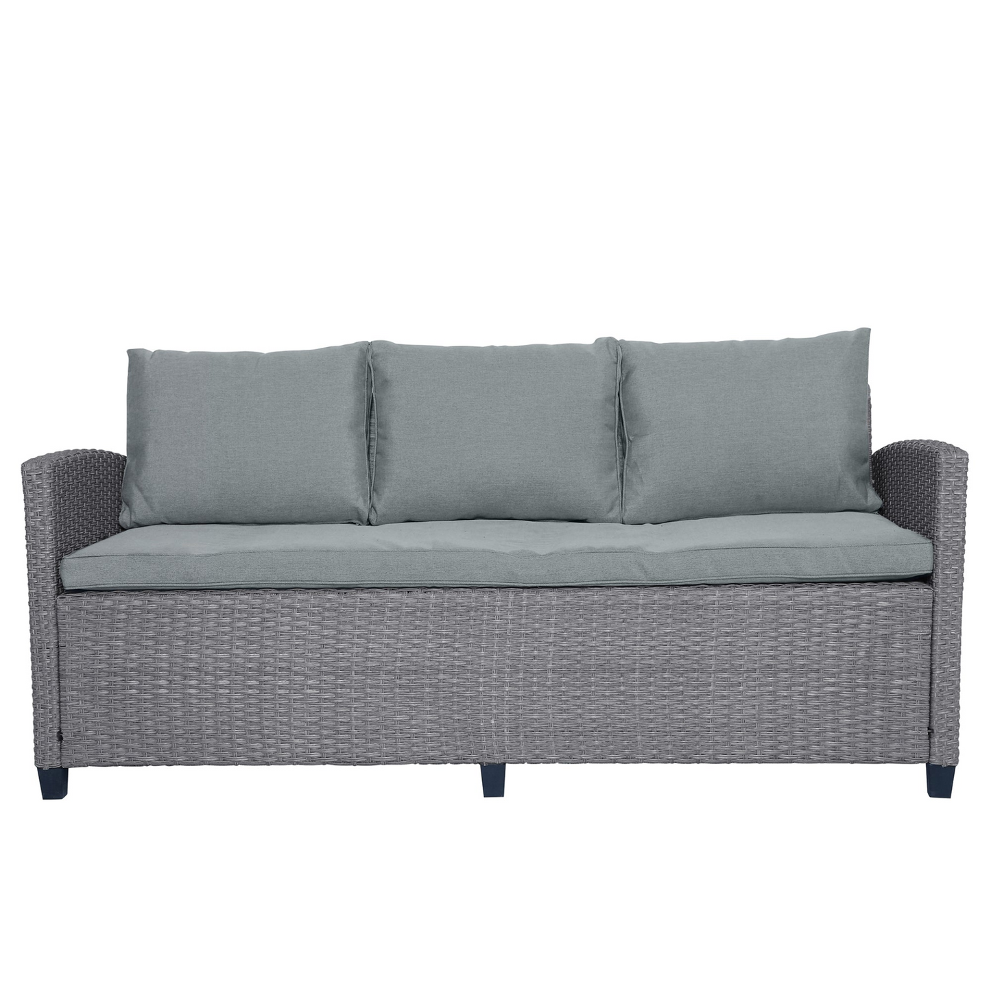 Patio Furntiure Sets | 6-Piece Outdoor Rattan Wicker Set Patio Garden Backyard Sofa, Chair, Stools and Table(Gray Rattan+Gray Cushion) | casafoyer.myshopify.com