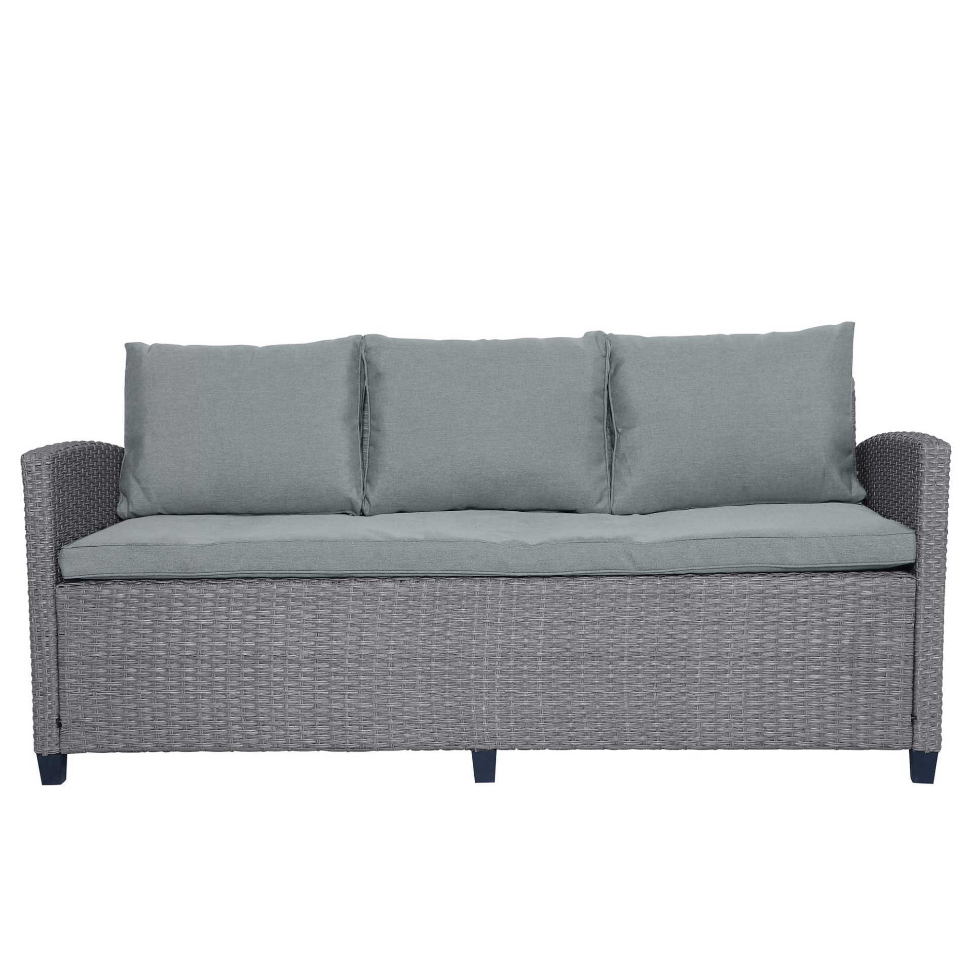 Patio Furntiure Sets | 6-Piece Outdoor Rattan Wicker Set Patio Garden Backyard Sofa, Chair, Stools and Table(Gray Rattan+Gray Cushion) | casafoyer.myshopify.com