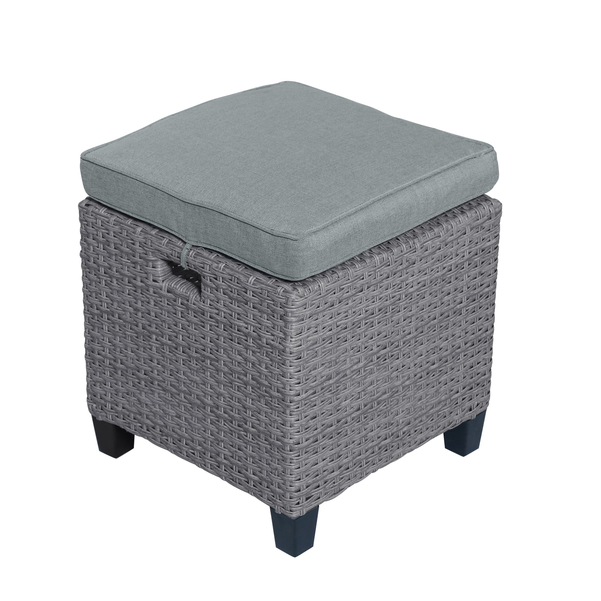 Patio Furntiure Sets | 6-Piece Outdoor Rattan Wicker Set Patio Garden Backyard Sofa, Chair, Stools and Table(Gray Rattan+Gray Cushion) | casafoyer.myshopify.com