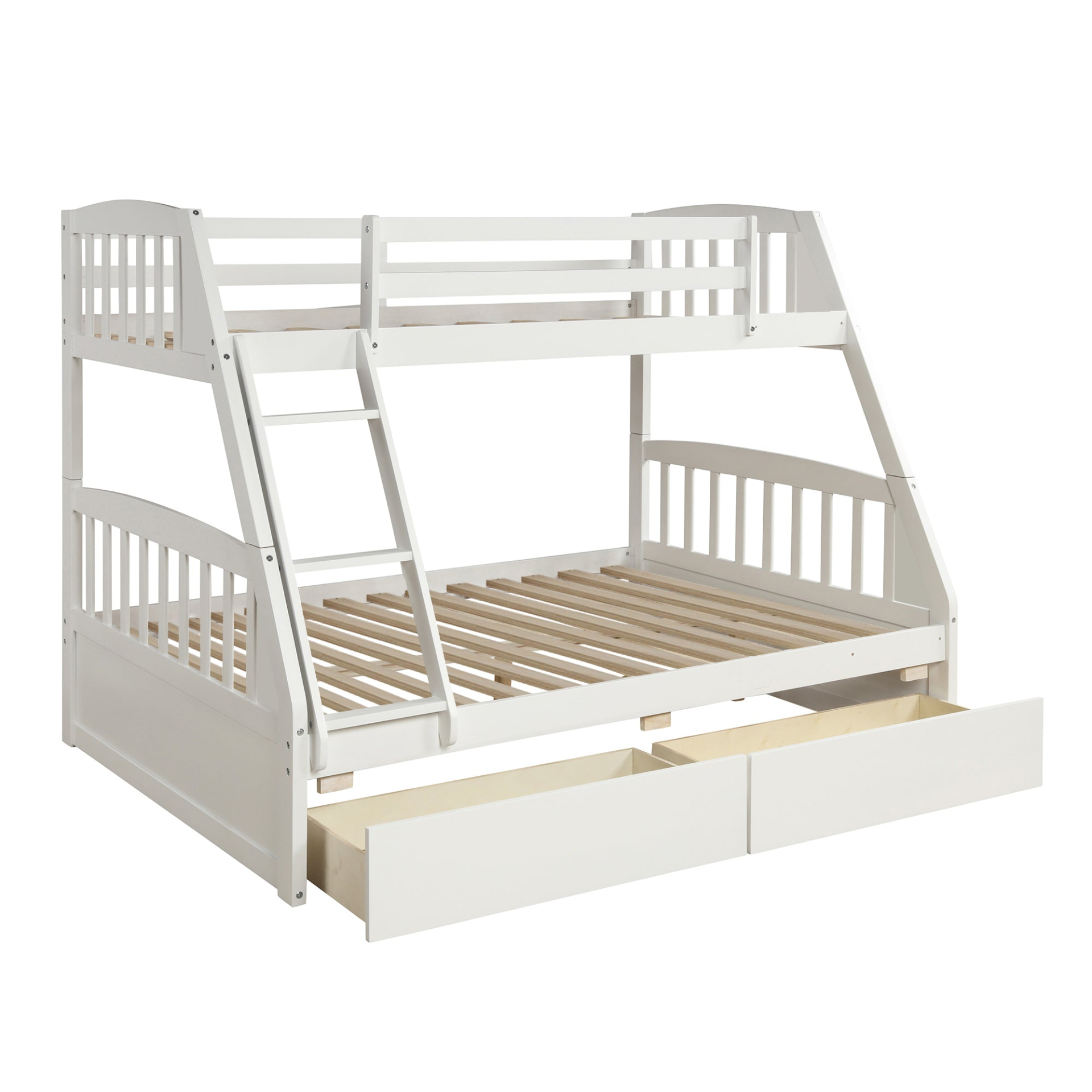 Sofa & Chair sets | Solid Wood Twin Over Full Bunk Bed with Two Storage Drawers, White | casafoyer.myshopify.com