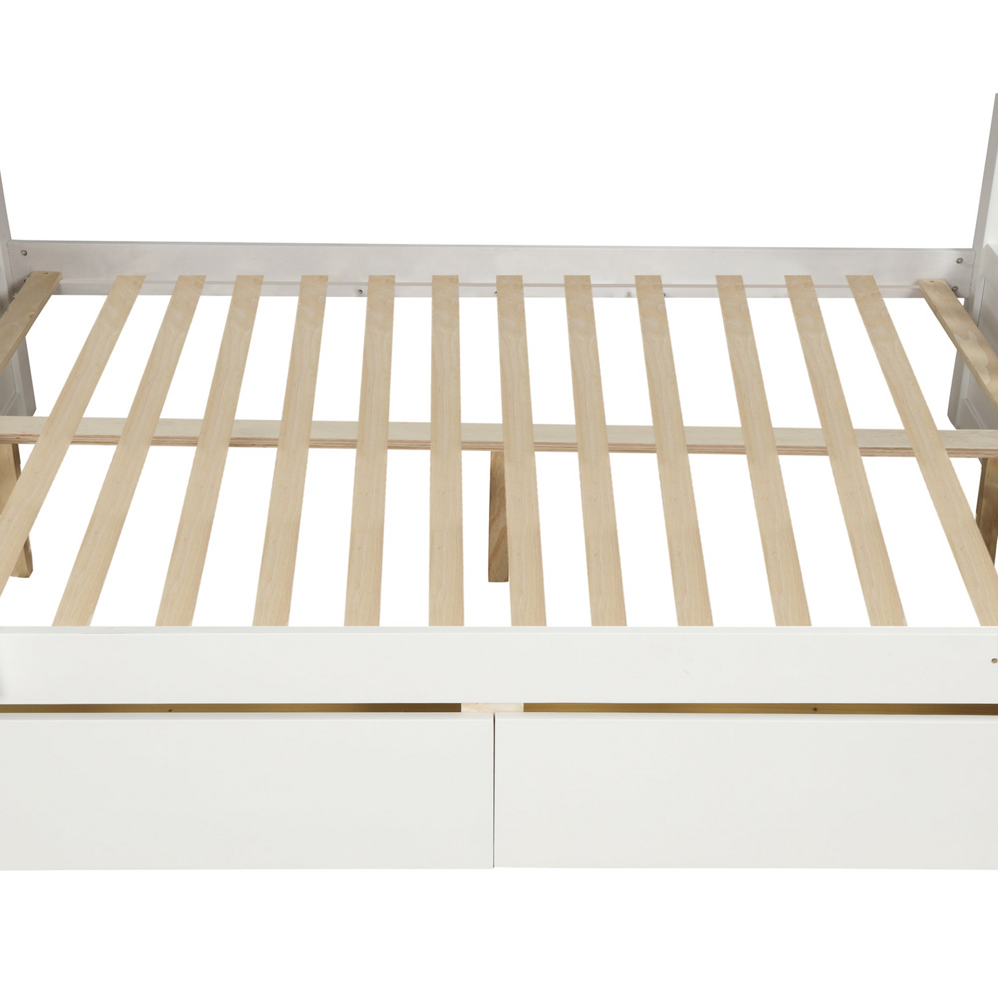 Sofa & Chair sets | Solid Wood Twin Over Full Bunk Bed with Two Storage Drawers, White | casafoyer.myshopify.com